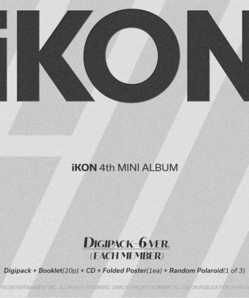 IKON - iKON 4th MINI ALBUM [FLASH BACK] (DIGIPACK ver.) [DK VER.] - album Kpop, visuel iKON sur fond gris.