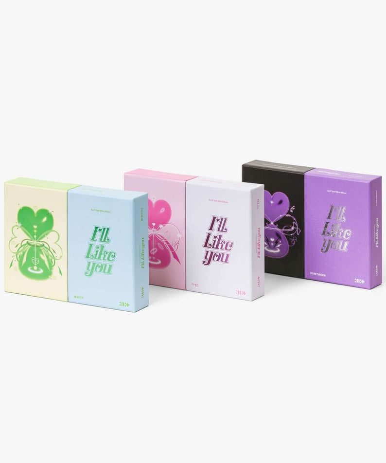 ILLIT - 2nd Mini Album [I'LL LIKE YOU] (Random 1 of 3) - Album Kpop : boîtiers colorés sur fond blanc