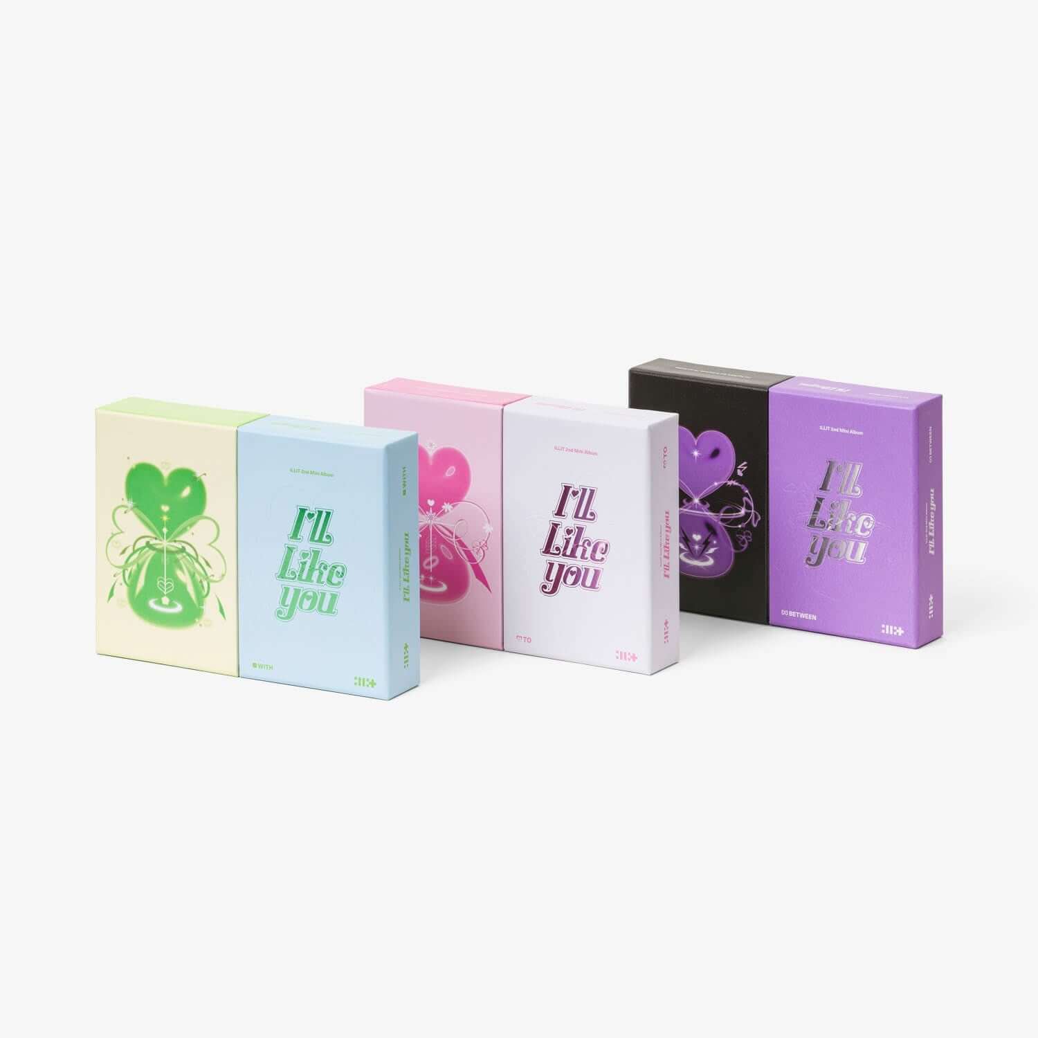 ILLIT - 2nd Mini Album [I'LL LIKE YOU] (Random 1 of 3) - Album Kpop : boîtiers colorés sur fond blanc