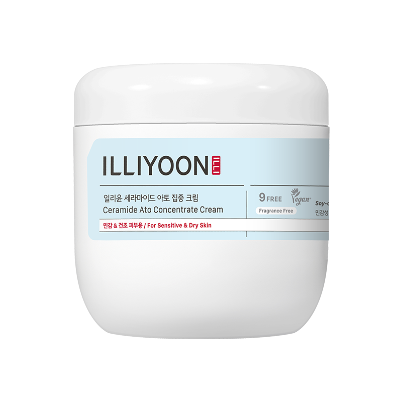 ILL IYOON Ceramide Ato Intensive Cream 500ml, pot crème blanc sur fond studio, marque ILLIYOON, contexte visuel produit.