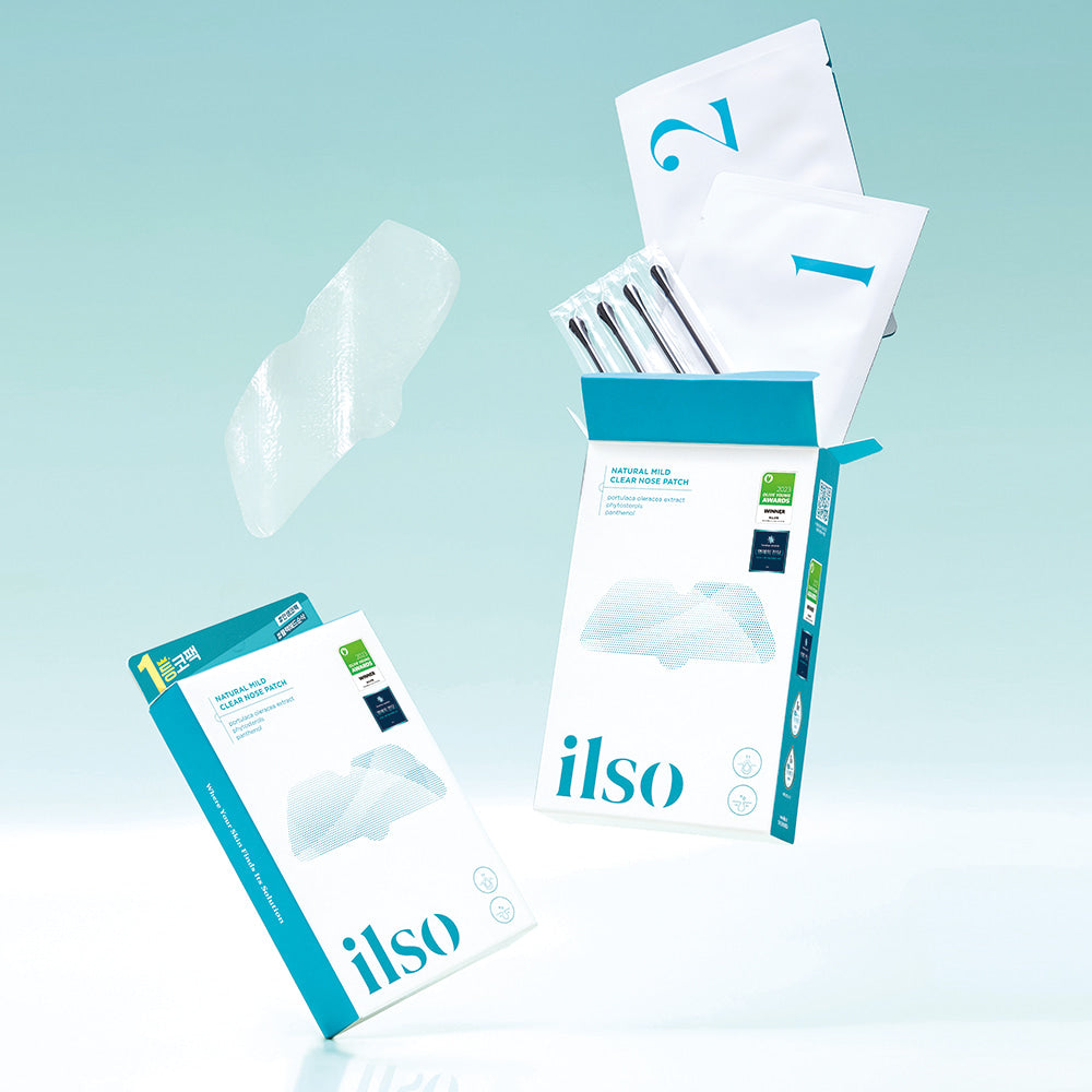 ILSO Natural Mild Clear Nose Pack, marque ilso, pack et masques pour le nez sur fond bleu clair