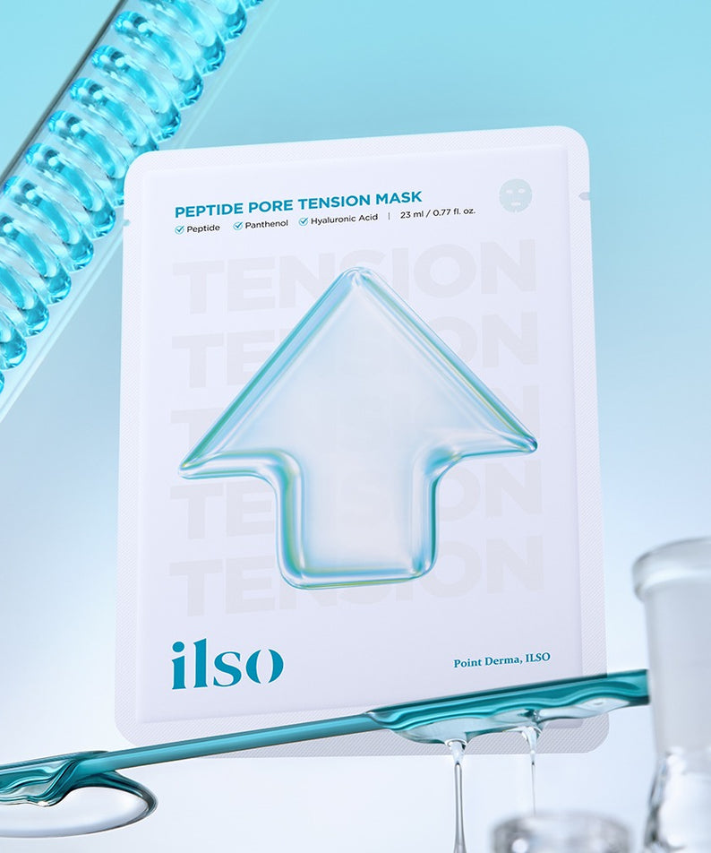 ILSO Peptide Pore Tension Mask 1 Sheets - Masque visage pour réduire les pores avec peptides. Concept de beauté et soin de la peau.