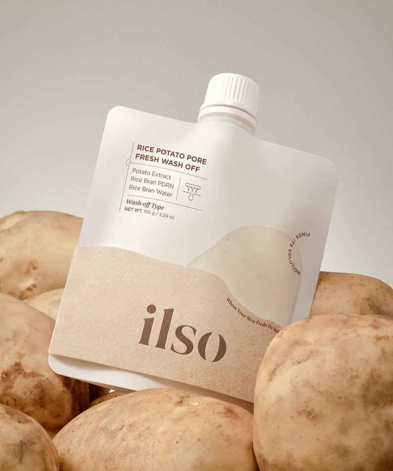 ILSO Rice Potato Pore Fresh Wash-Off 150g entouré de pommes de terre, nettoyant visage naturel, soin de la peau