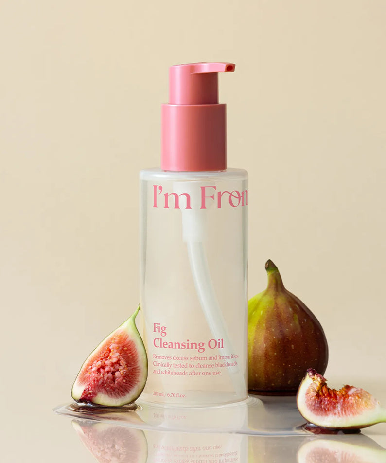 I'M FROM Fig Cleansing Oil 200ml avec figues fraîches, huile démaquillante douce et nourrissante pour peau éclatante.