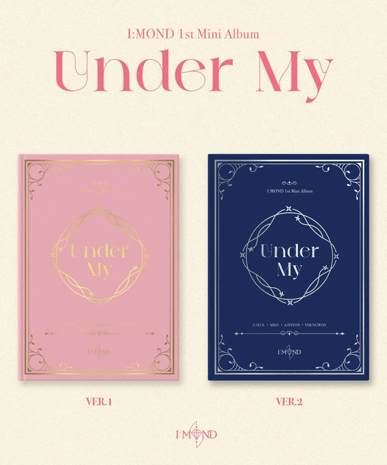 I:MOND - 1st MINI ALBUM [Under My] (Random) - Album Kpop, visuel Under My (Ver.1/Ver.2) sur fond rose et bleu