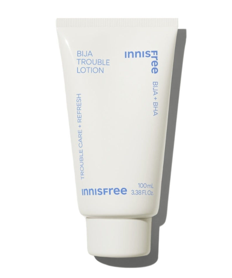 INNISFREE Bija Trouble Lotion 100ml crème hydratante pour peaux à problèmes, tube de 100ml, soin visage anti-imperfections.
