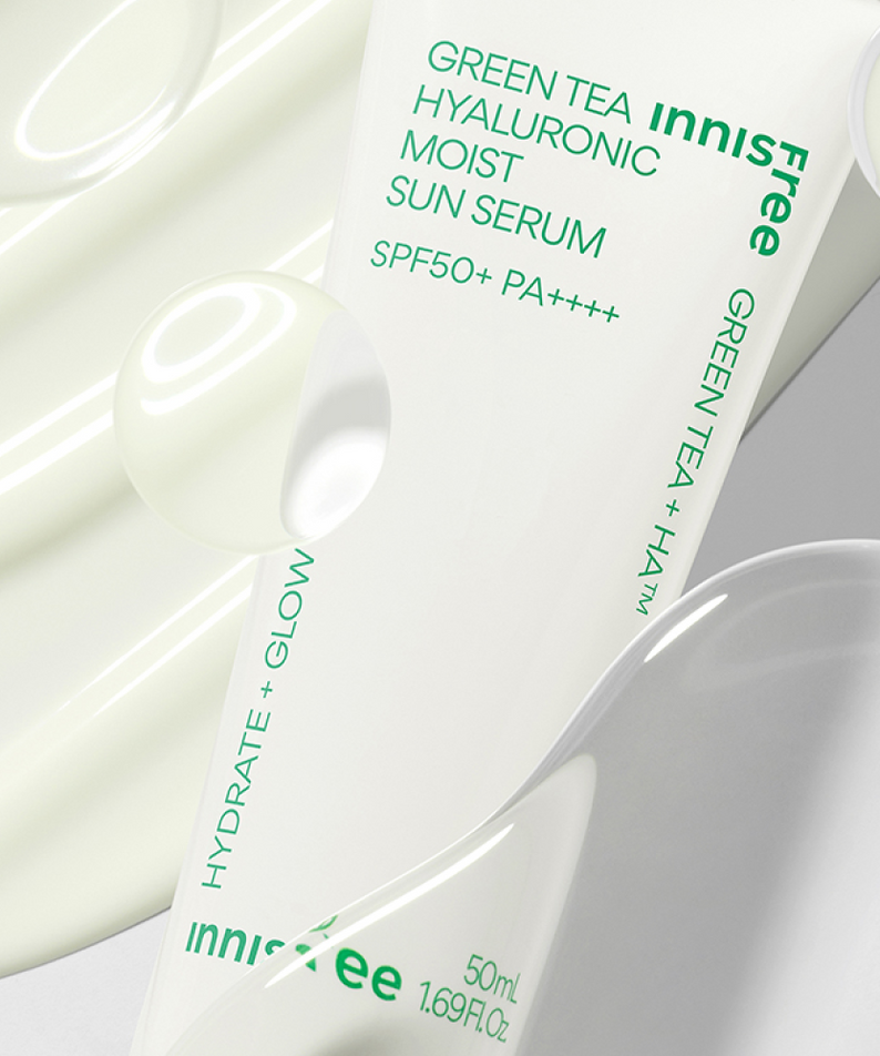 INNISFREE Green Tea Hyaluronic Moist Sun Serum SPF50 PA++++ 50ml disponible sur Ma petite Coree, ton Eshop 100% K-beauty en direct de Seoul