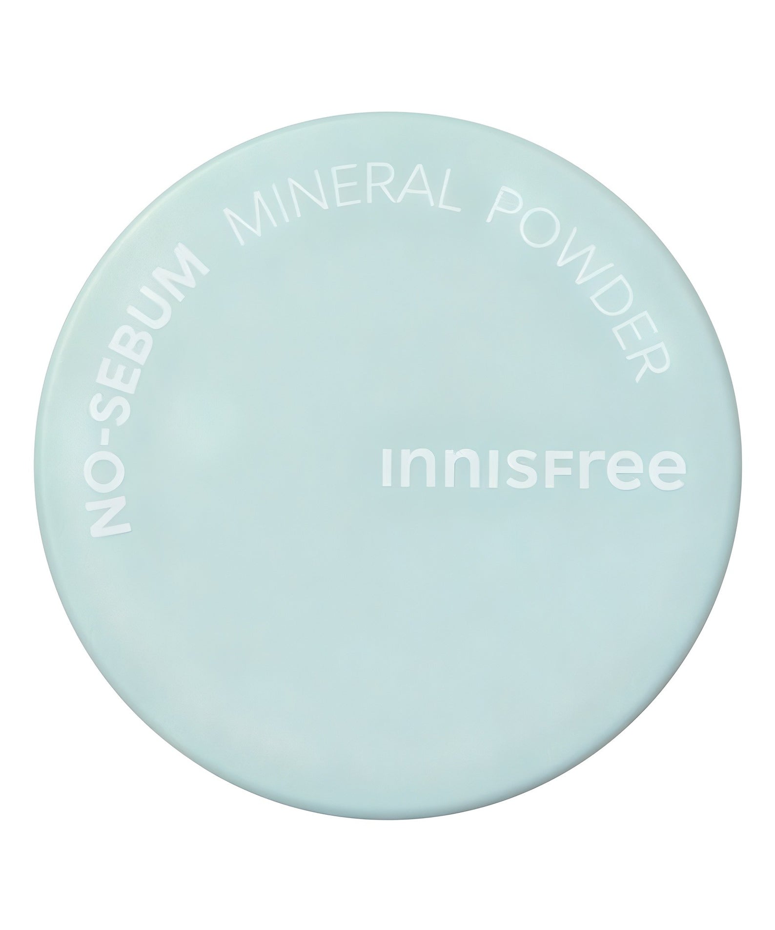 INNISFREE No Sebum Mineral Powder, pot bleu ciel sur fond blanc : décris l'image en français, marque Innisfree.
