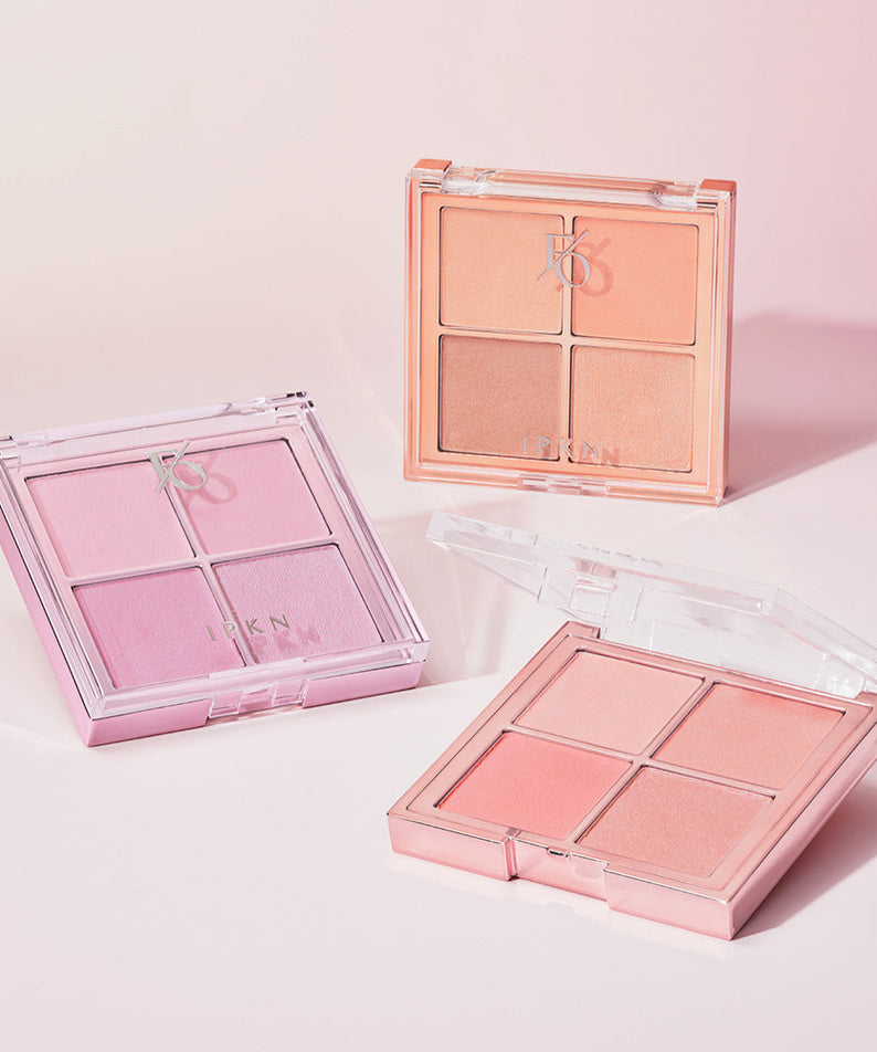 Palette de maquillage IPKN Flap One Cheek Palette avec nuances de rose et pêche, idéale pour un éclat naturel et lumineux des joues.