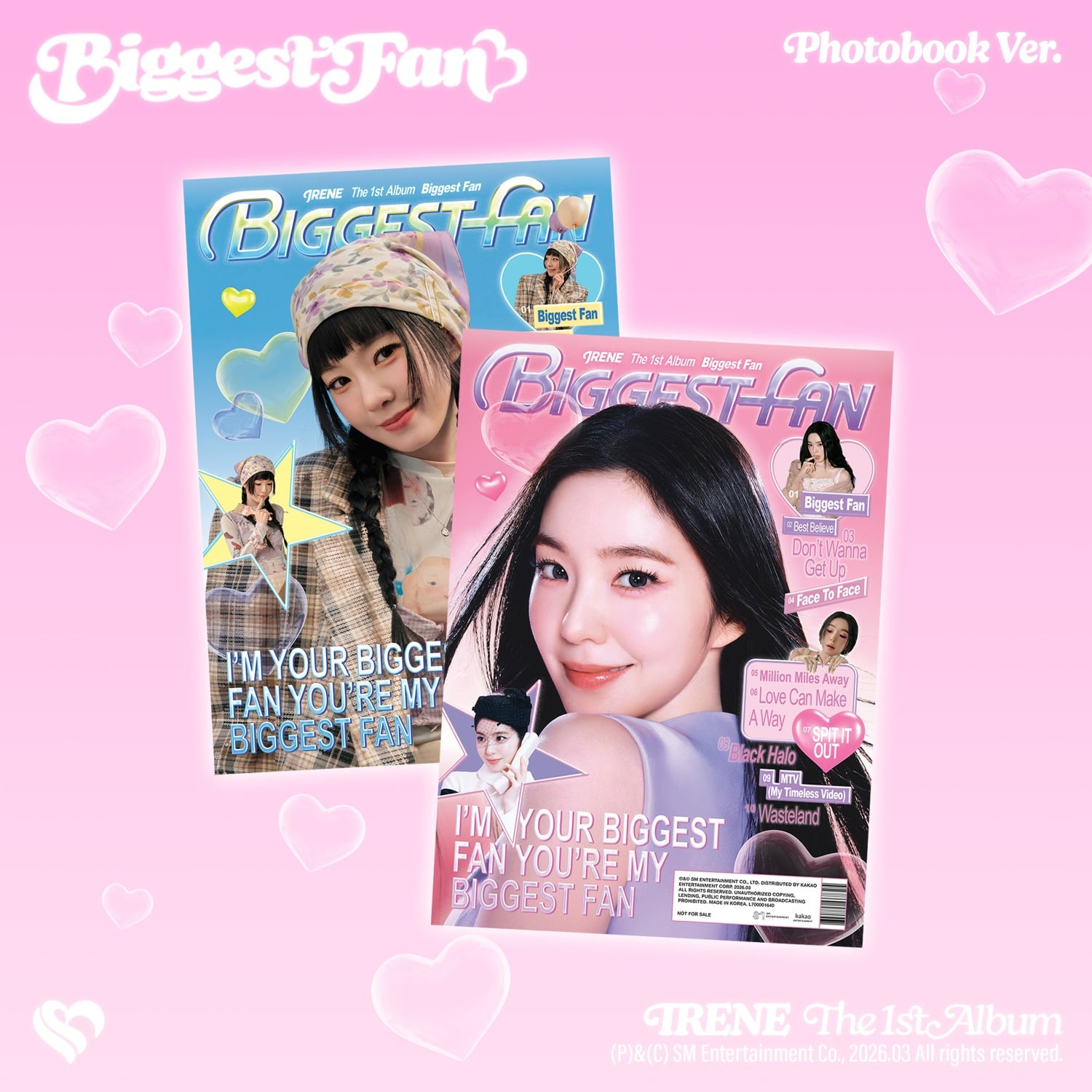IRENE - 1st Album [Biggest Fan] (Photobook Ver.) - Album Kpop avec IRENE, couverture rose cœurs, photobook