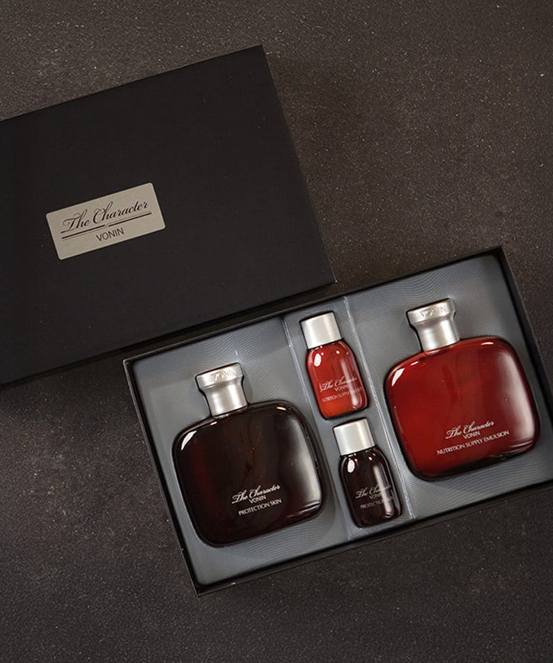 ISAKNOX  Bonin The Character 2 PeicePlanning Set, coffret parfum rouge et noir, marque ISAKNOX, sur fond sombre.