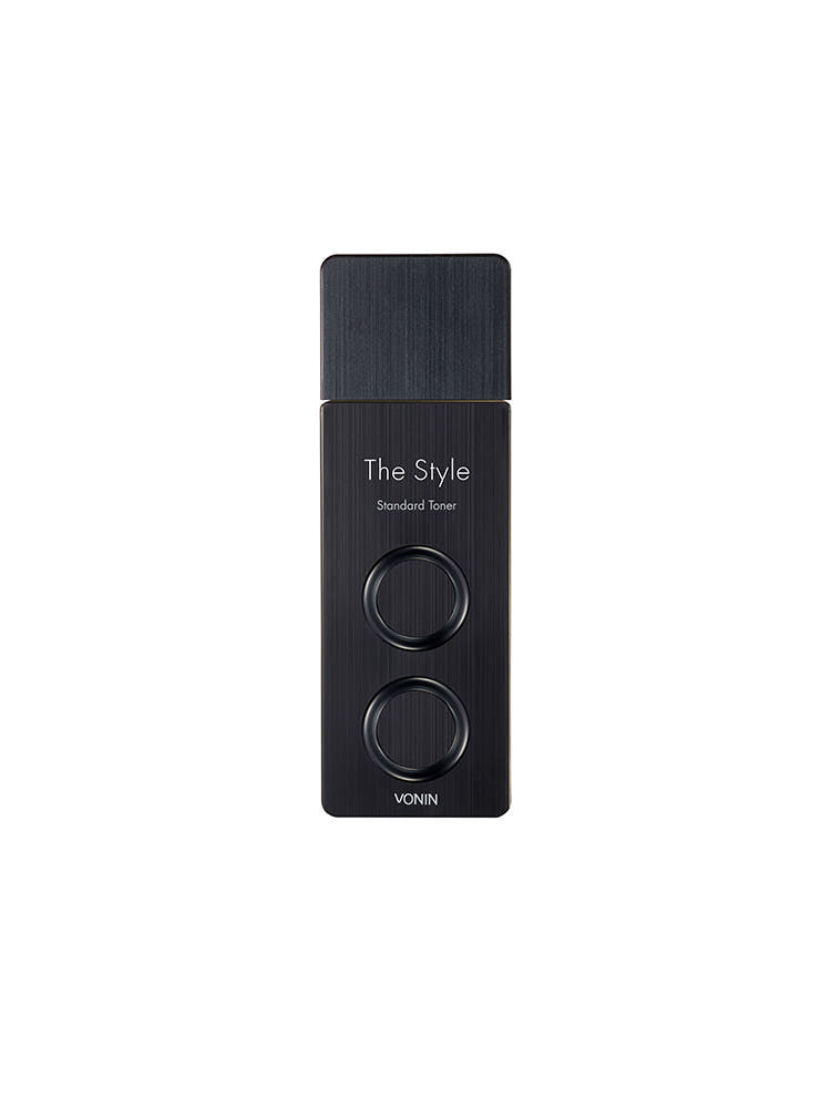 ISAKNOX  Bonin The Style Standard Toner 135ml, flacon noir sur fond blanc, produit beauté au style minimaliste.