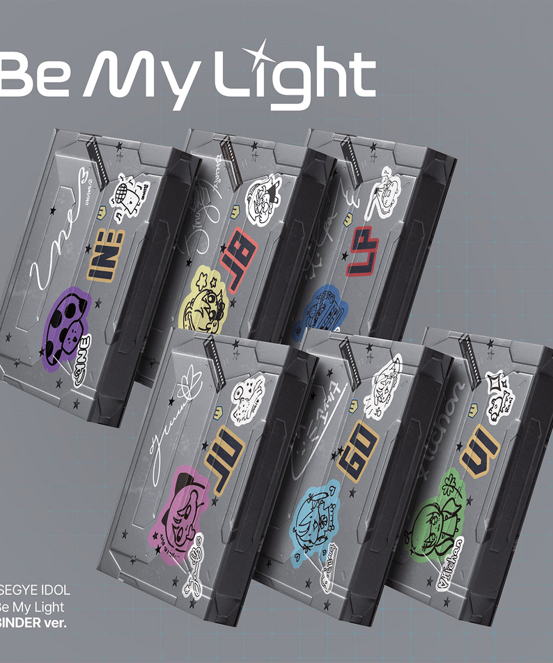ISEGYE IDOL - [Be My Light] (BINDER ver. INE) - Album Kpop, pack Be My Light sur fond gris, coffrets illustrés