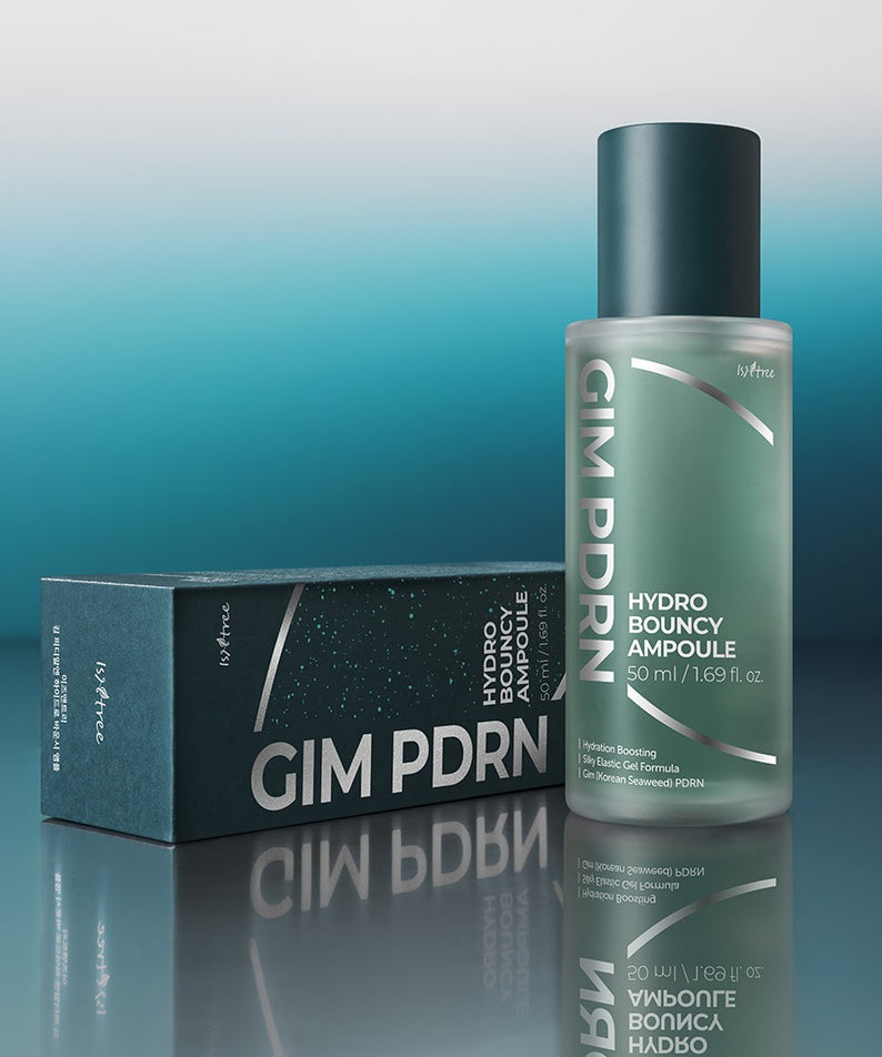 ISNTREE Gim PDRN Hydro Bouncy Ampoule 50ml, flacon élégant et boîte, sérum hydratant haut de gamme pour soin de la peau.