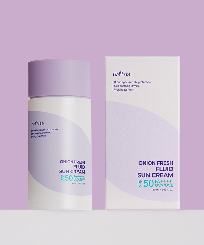 Crème solaire ISNTREE Onion fresh Fluid Sun Cream 50ml avec protection UV large spectre et fini léger.