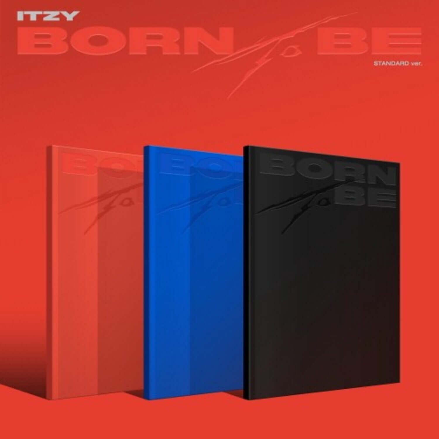 ITZY - [BORN TO BE] (STANDARD VER) (Random 1 of 3) - Album Kpop, visuel rouge avec boîtiers noir et bleu