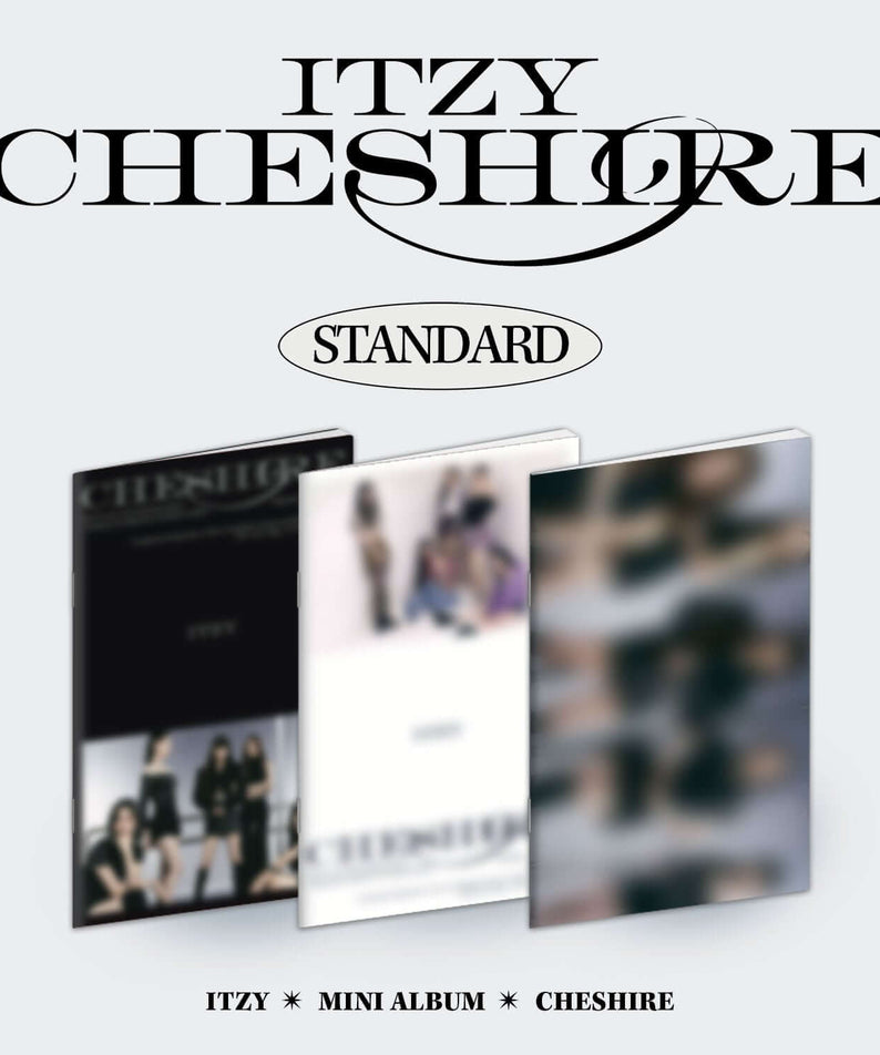 ITZY - [CHESHIRE] (STANDARD) (Standard) (3 Random 1) - Album Kpop, visuel couverture avec pochettes ITZY et CHESHIRE.
