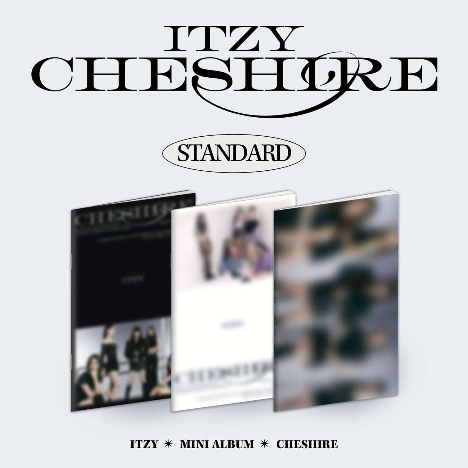 ITZY - [CHESHIRE] (STANDARD) (Standard) (3 Random 1) - Album Kpop, visuel couverture avec pochettes ITZY et CHESHIRE.