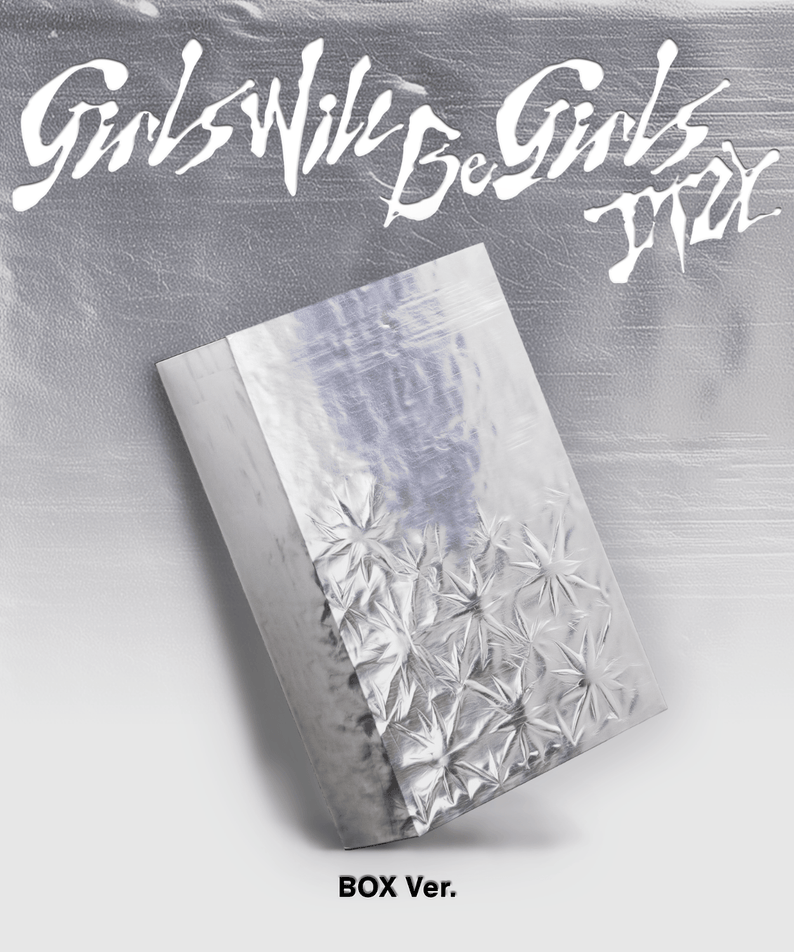 ITZY - [Girls Will Be Girls] Box Ver. (1) - Album Kpop : pochette argentée sur fond blanc, visuel pack “Box Ver.”