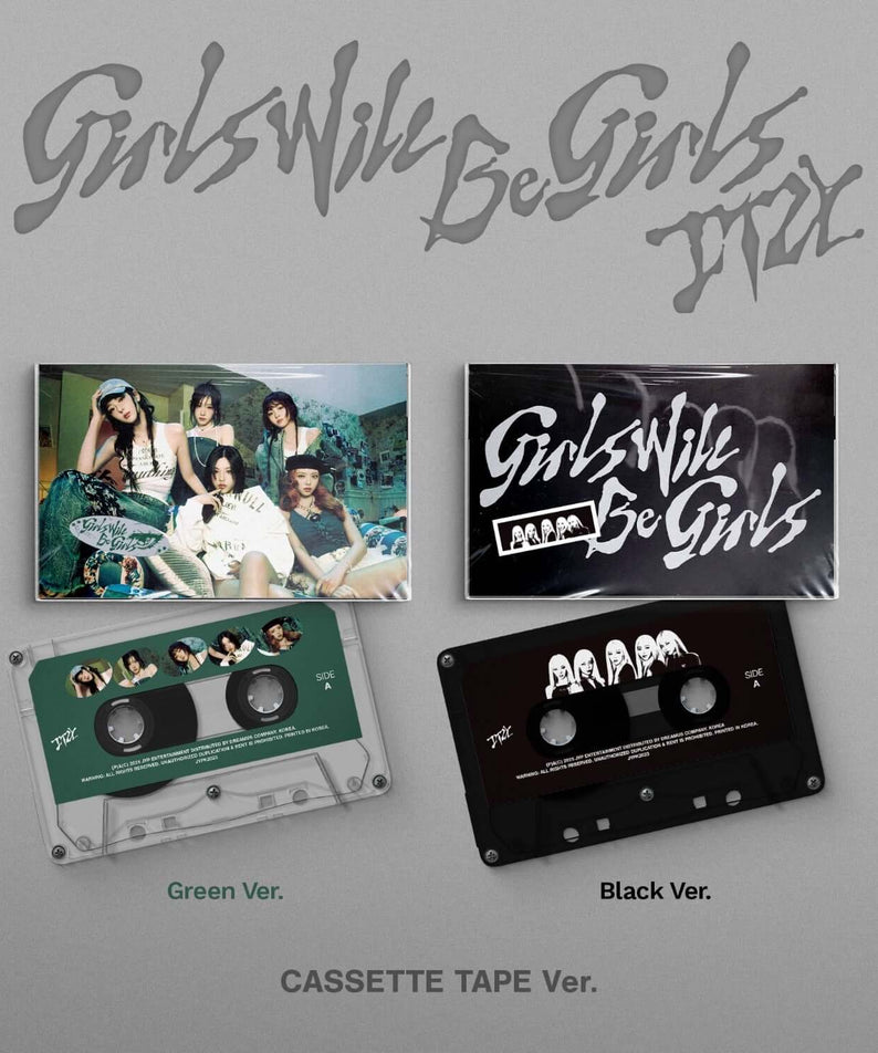 ITZY - [Girls Will Be Girls] (Cassette Tape Ver.) (Random 1 of 2) - Album Kpop, photo des cassettes Green/Black