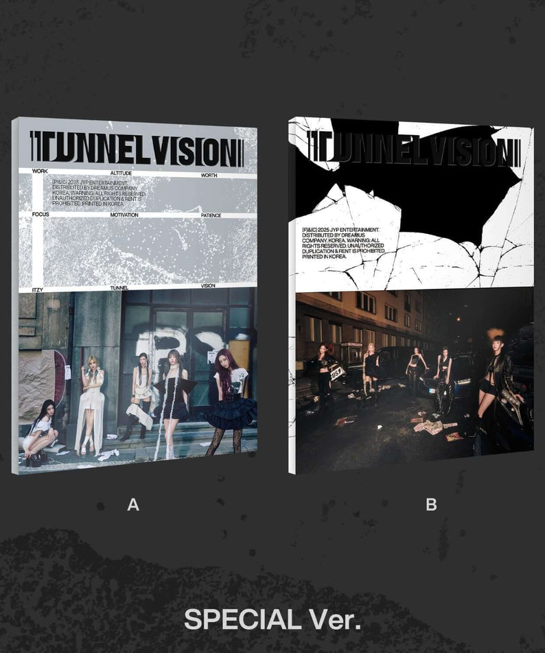 ITZY - [TUNNEL VISION] (SPECIAL Ver.)( 2, A/B Ver.))(Random 1 of 2) - Album Kpop, visuels A et B, couverture noir et blanc