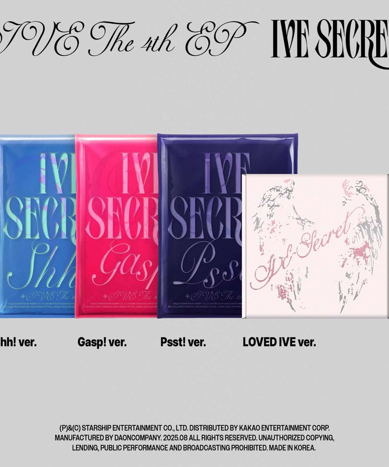 IVE - IVE THE 4th EP [IVE SECRET] (Random 1 of 4) - Album Kpop IVE, pochettes colorées « IVE SECRET » sur fond clair