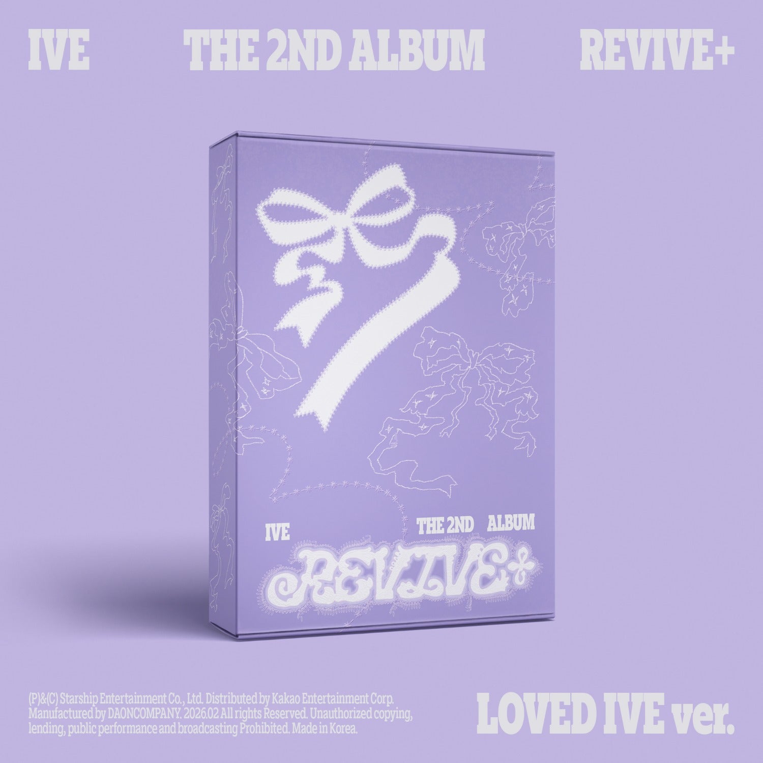 IVE - THE 2ND ALBUM [REVIVE+] (LOVED IVE ver.) - Album Kpop de IVE, jaquette mauve sur fond clair, visuel “LOVED IVE”.