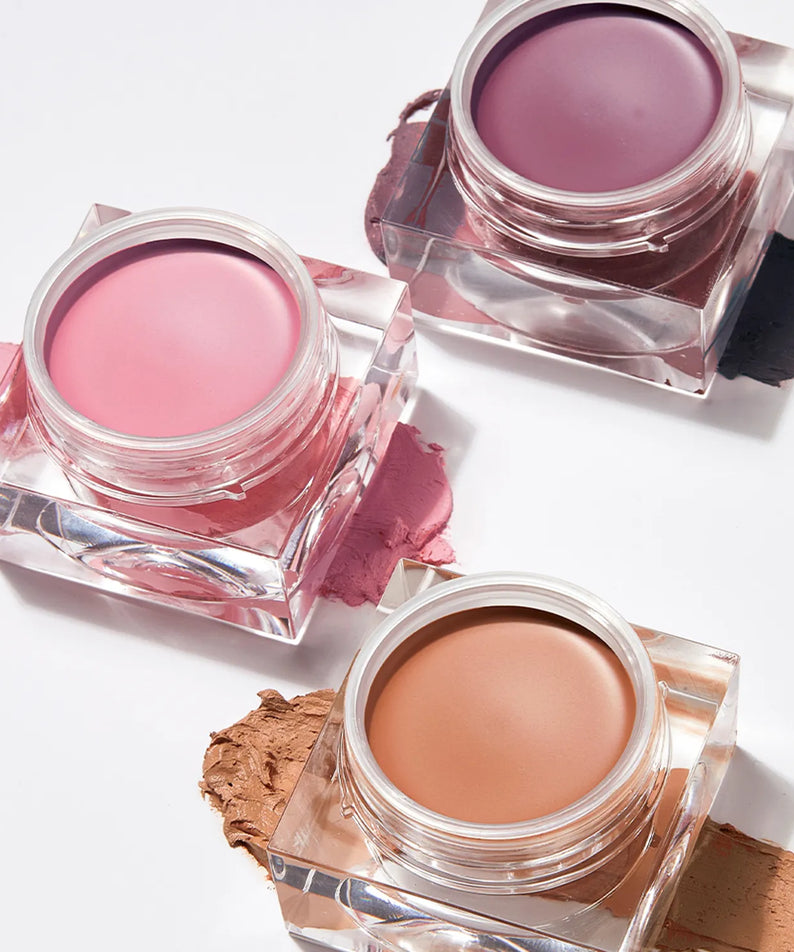 Trois blushes crème IVI MAD PEACH Mood Mix Cream Blusher en nuances variées pour un teint éclatant.