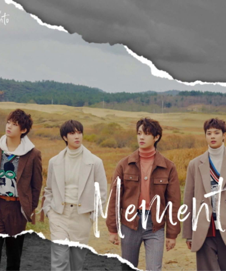 IZ - (MEMENTO) - Album Kpop : groupe IZ en extérieur champ/landscape, visuel concept Memento, pochette Kpop