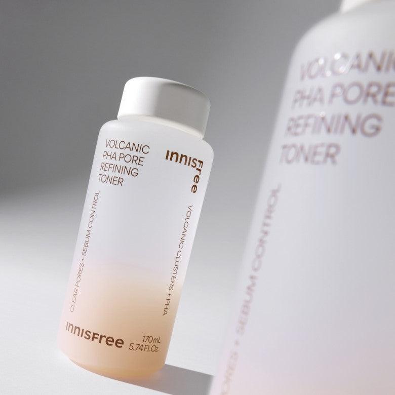 INNISFREE Volcanic PHA Pore Refining Toner 170ml, flacon blanc sur fond clair, produit de la marque Innisfree