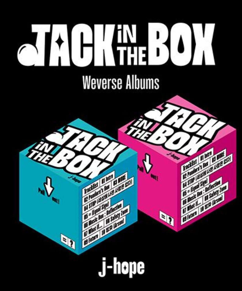 J-HOPE - [Jack In The Box] (Weverse Albums) - Album Kpop, visuel packshots Jack in the Box bleu et rose Weverse