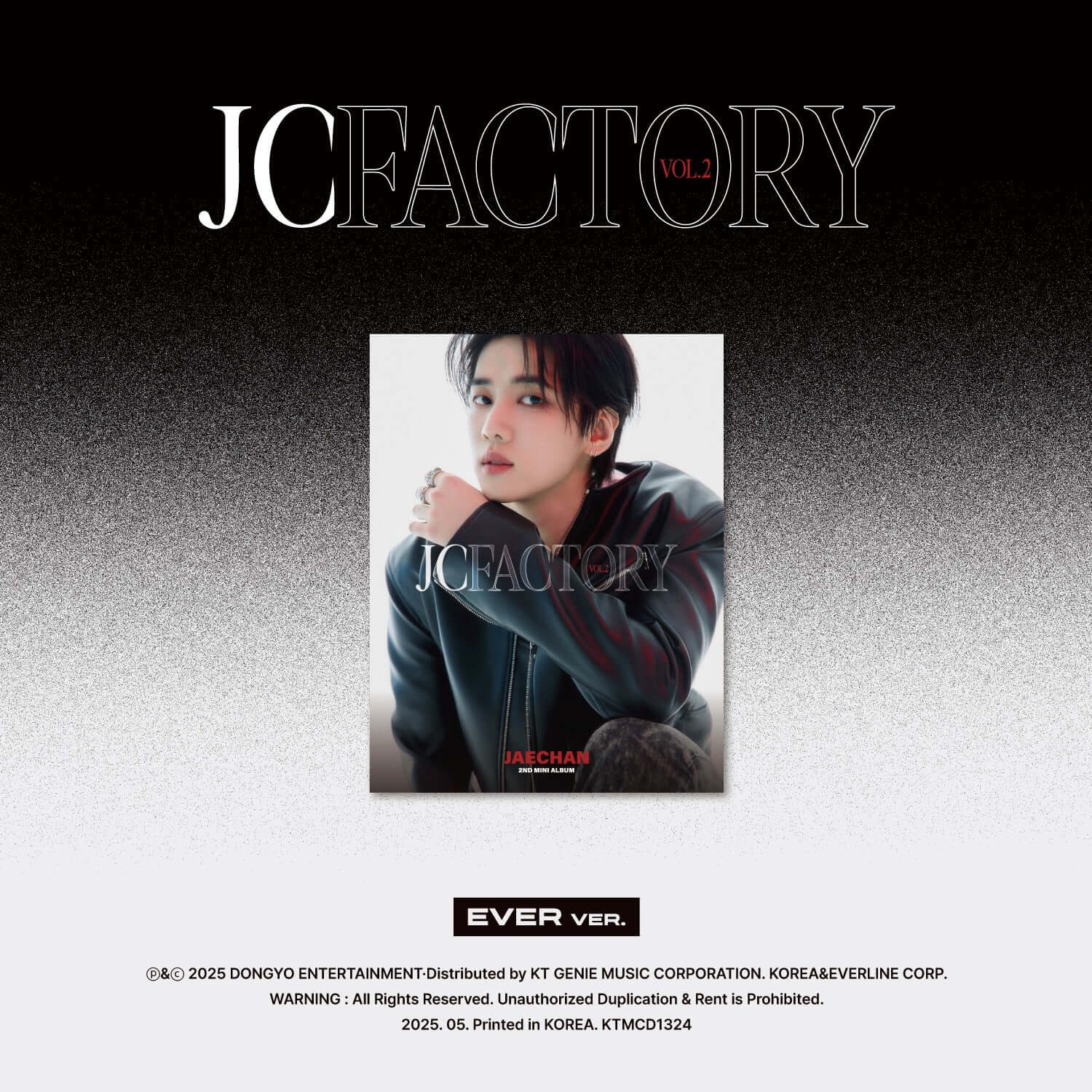 JAECHAN - 2nd Mini Album [JCFACTORY vol.2] (EVER ver.) - Album Kpop : couverture avec photo JAECHAN et texte JCFACTORY VOL.2