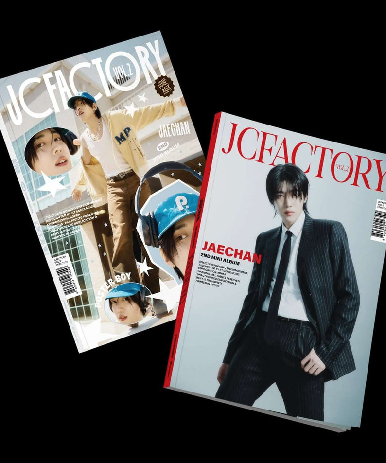 JAECHAN - 2nd Mini Album [JCFACTORY vol.2] (Set of 2) - Album Kpop, coffret marque JAECHAN sur fond noir