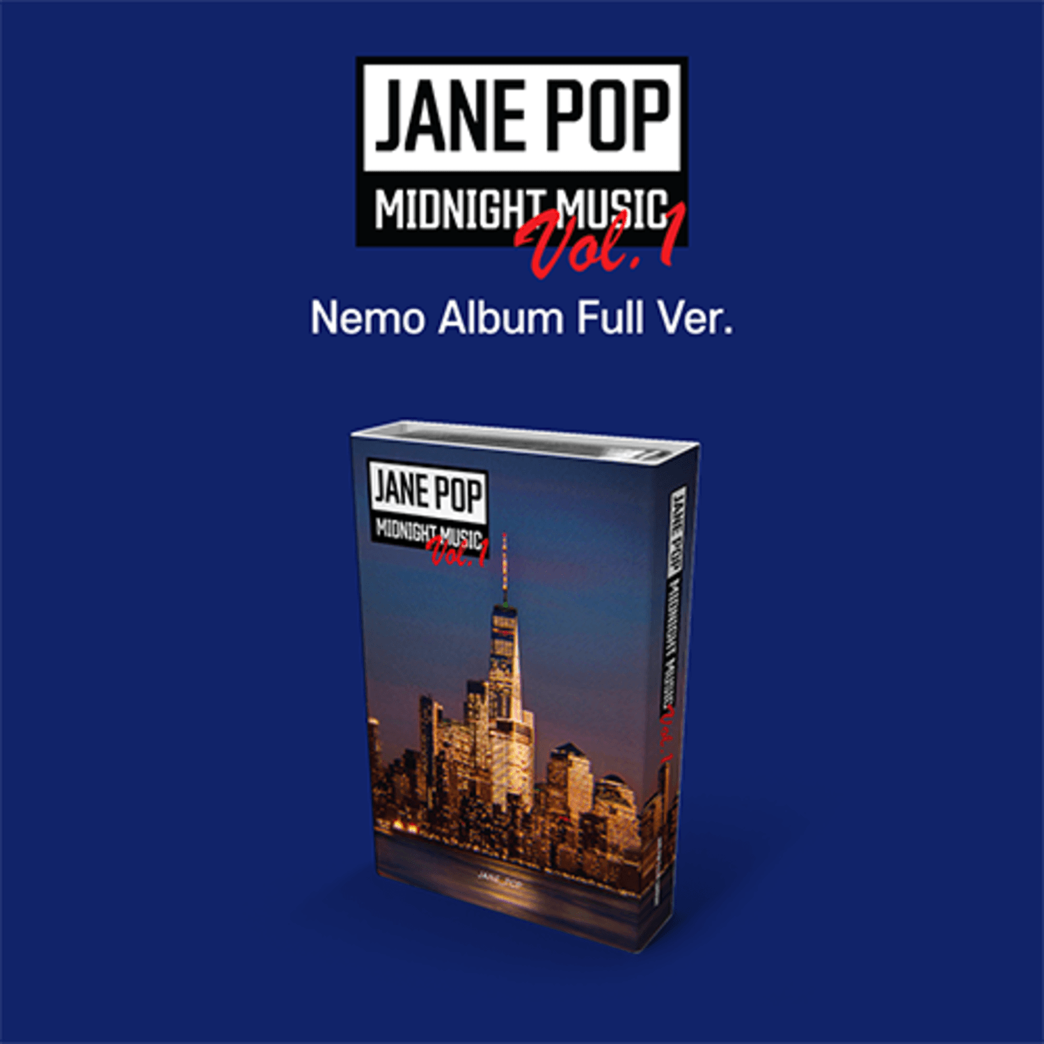 JANE POP - [MIDNIGHT MUSIC VOL.1] (Nemo Album Full Ver.) - Album Kpop, jaquette nuit urbaine bleue, produit marque JANE POP