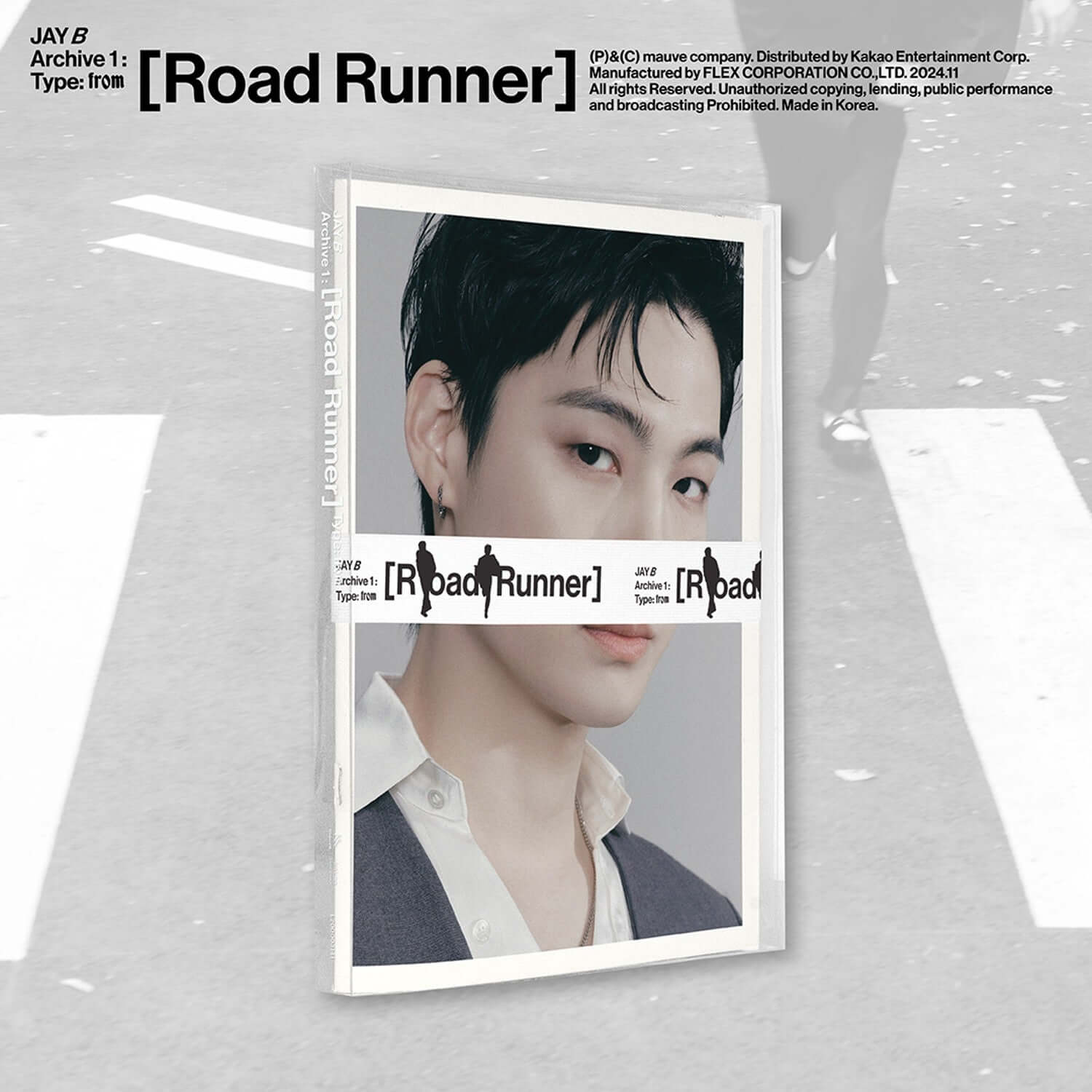 JAY B - 1st Album Archive 1: [Road Runner] (TYPE : from) - Album Kpop, pochette avec portrait JAY B sur fond clair