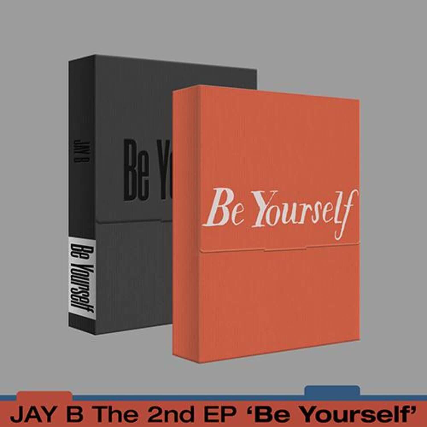 JAY B - [Be Yourself ](2 SET) - Album Kpop, coffrets noir et orange JAY B, décor collectionneur Kpop sur fond gris