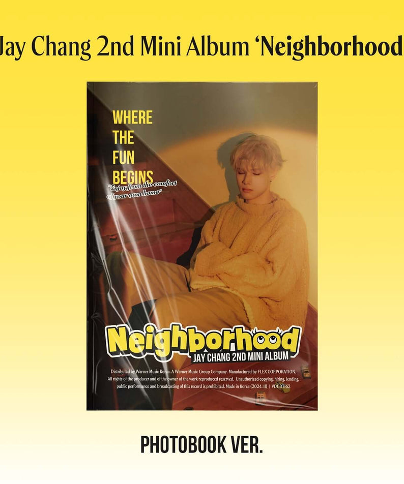 JAY CHANG - 2nd Mini Album [Neighborhood] (Photobook Ver.) - Album Kpop, jaquette, fan art décor “Neighborhood” jaune