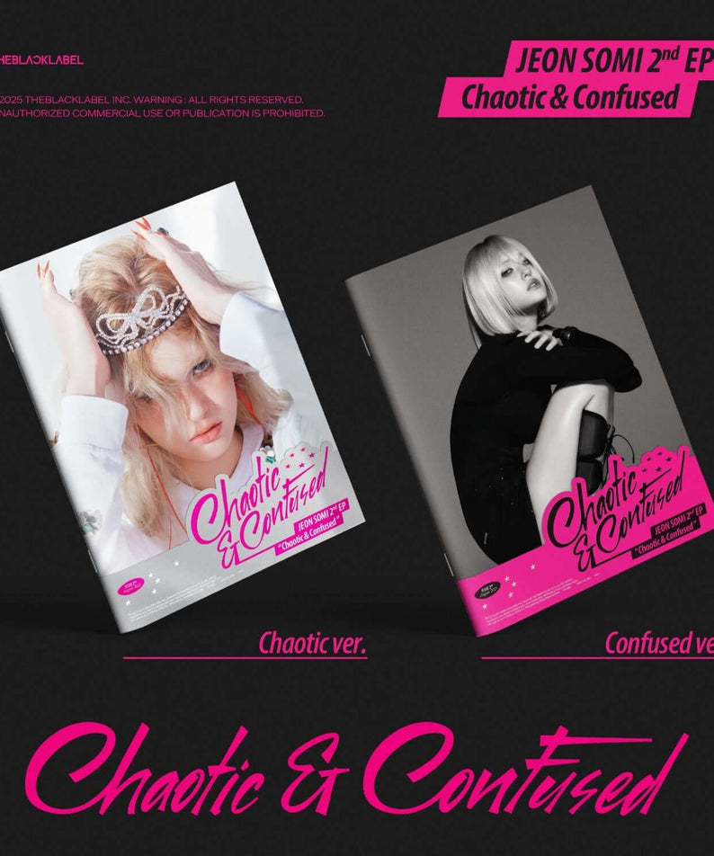 JEON SOMI - 2nd EP ALBUM [Chaotic & Confused] (Random 1 of 2) - Album Kpop, visuel Chaotic & Confused, covers noir & rose