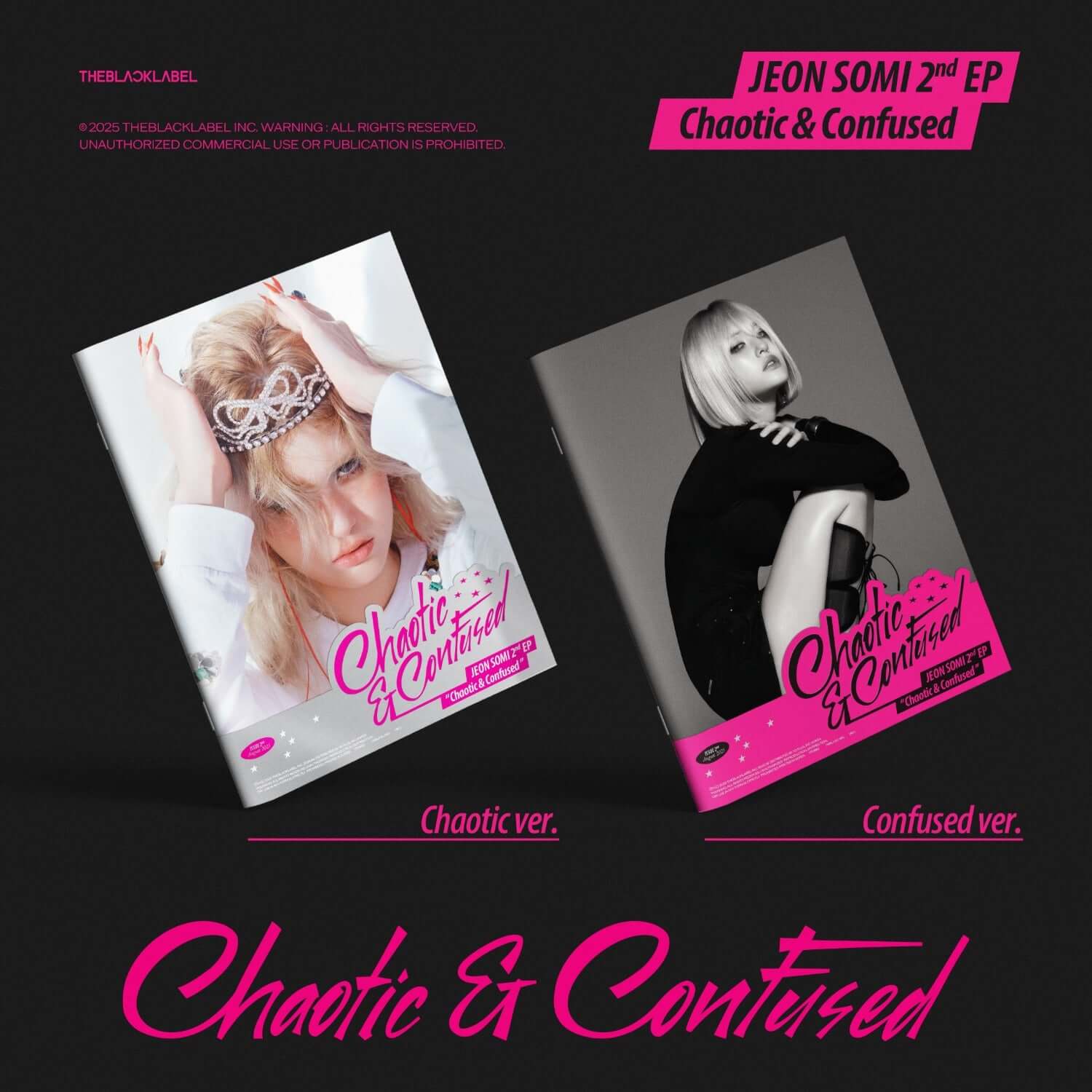 JEON SOMI - 2nd EP ALBUM [Chaotic & Confused] (Random 1 of 2) - Album Kpop, visuel Chaotic & Confused, covers noir & rose