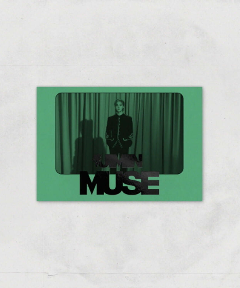 JIMIN - MUSE (Weverse Albums ver.) - Album Kpop : cover verte avec Jimin devant rideaux, style Weverse