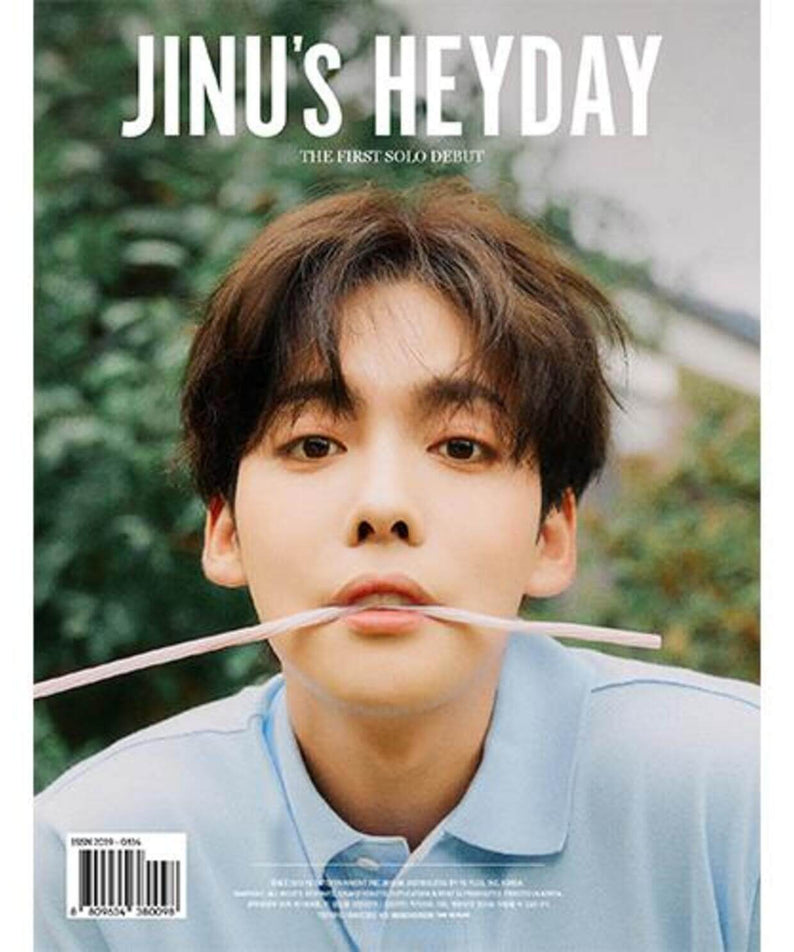 JINU - 1st Album [JINU’s HEYDAY - SOFT VER.] - Album Kpop, couverture avec JINU en extérieur, ambiance tendre et émotionnelle.