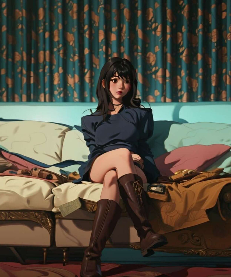 JOY - [Wanna be a star] - Album Kpop : couverture avec jeune femme assise sur canapé, style artistique, ambiance salon.