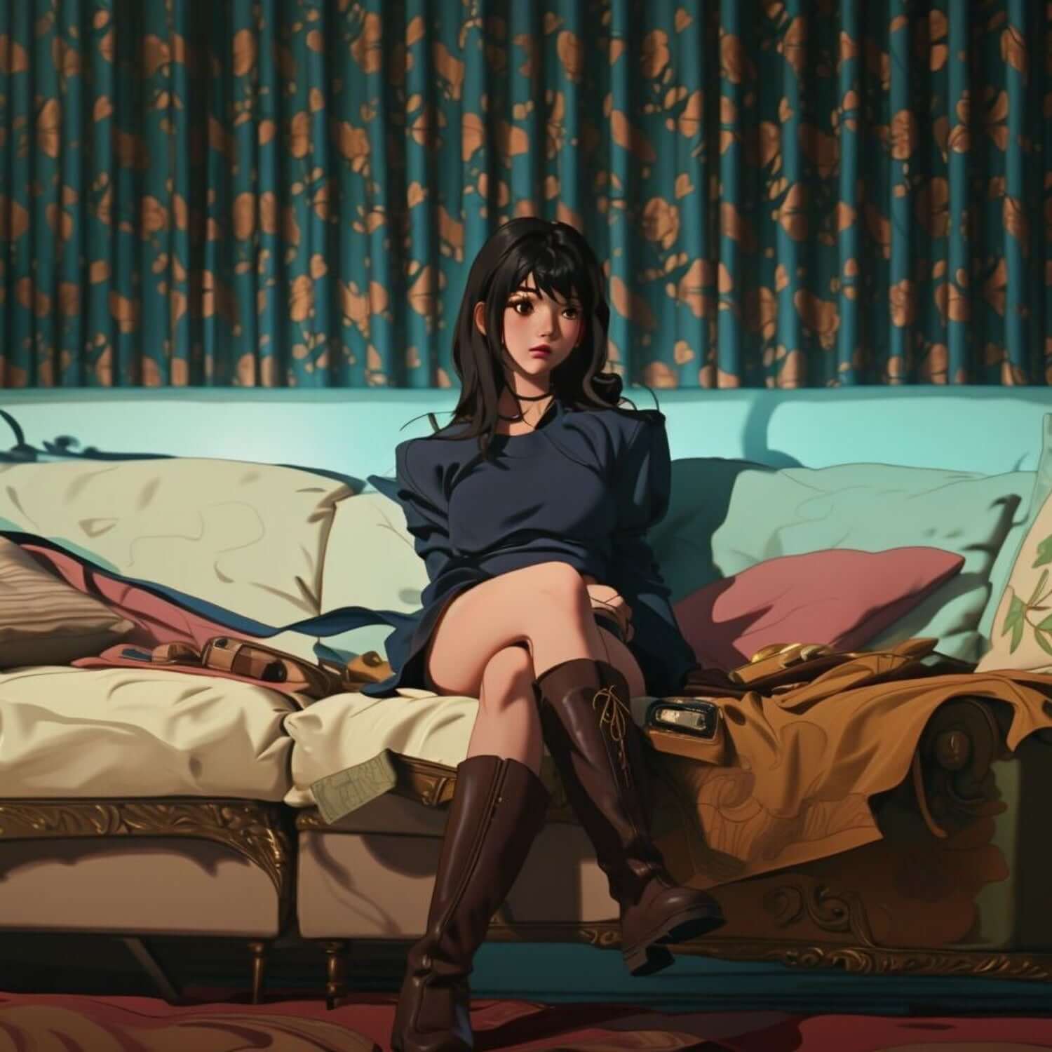 JOY - [Wanna be a star] - Album Kpop : couverture avec jeune femme assise sur canapé, style artistique, ambiance salon.