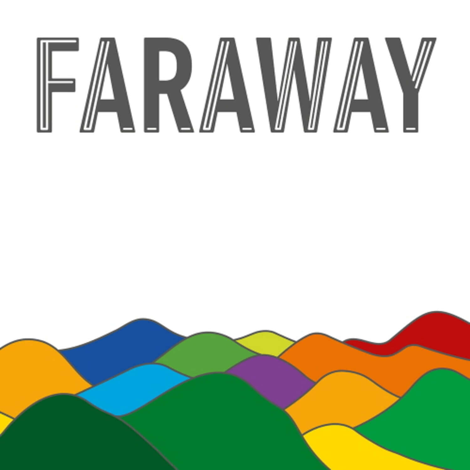JULIA HART - [FARAWAY] - Album Kpop : visuel “FARAWAY” avec montagnes multicolores, style cover, marque JULIA HART.