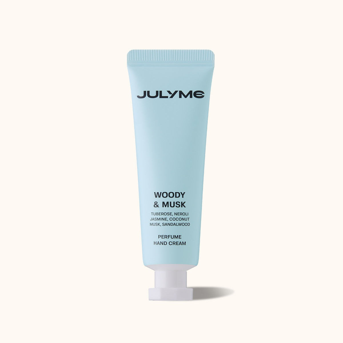 JULYME Perfume Shea Butter Hand Cream 30ml, tube bleu sur fond clair, crème pour les mains parfumée.
