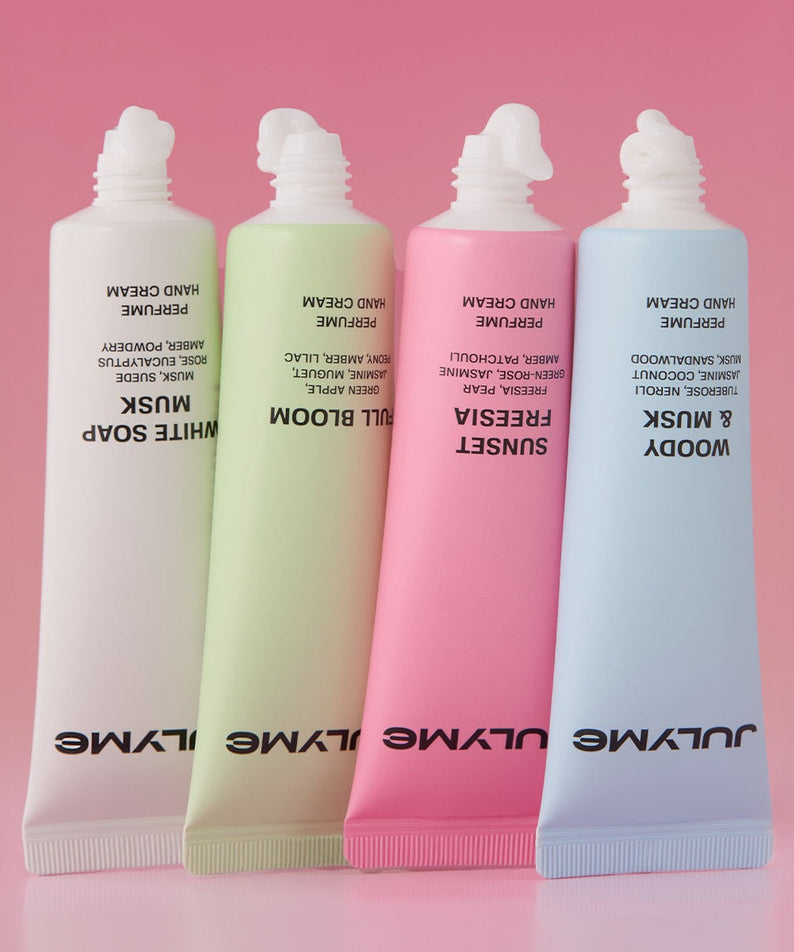 Crèmes pour les mains JULYME avec beurre de karité, 30ml, différents parfums.