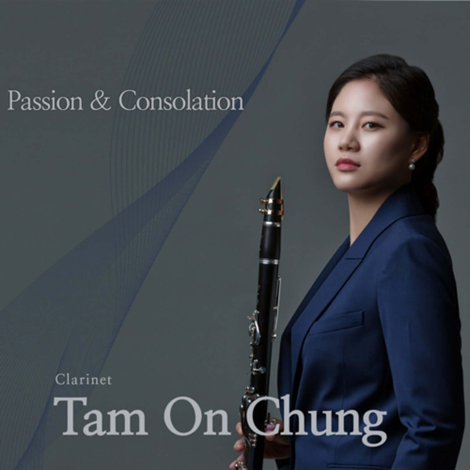 JUNG DAMON - [Passion & Consolation] - Album Kpop, affiche avec Tam On Chung au clarinette, fond bleu élégant