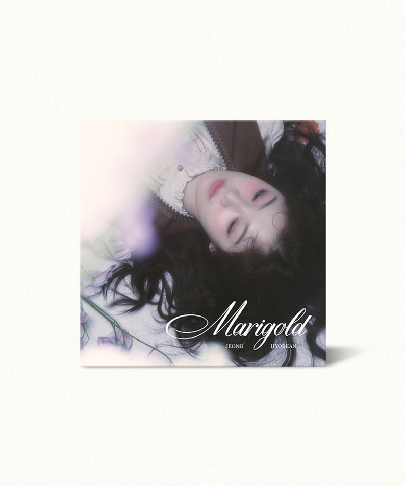 JUNG HYOBIN - EP [Marigold] - Album Kpop, pochette en visuel floral et portrait de l’artiste, ambiance pastel