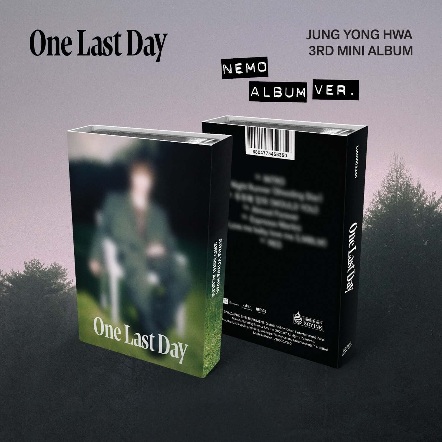 JUNG YONGHWA - 3rd Mini Album [One Last Day] (NEMO ALBUM) * LIMITED EDITION - Album Kpop, coffret noir sur fond nature