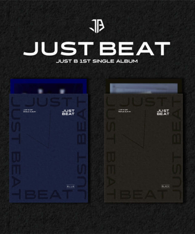 JUST B - [JUST BEAT] (SET) - Album Kpop : coffret des versions, visuel packs Just Beat de JUST B, fonds sombre.